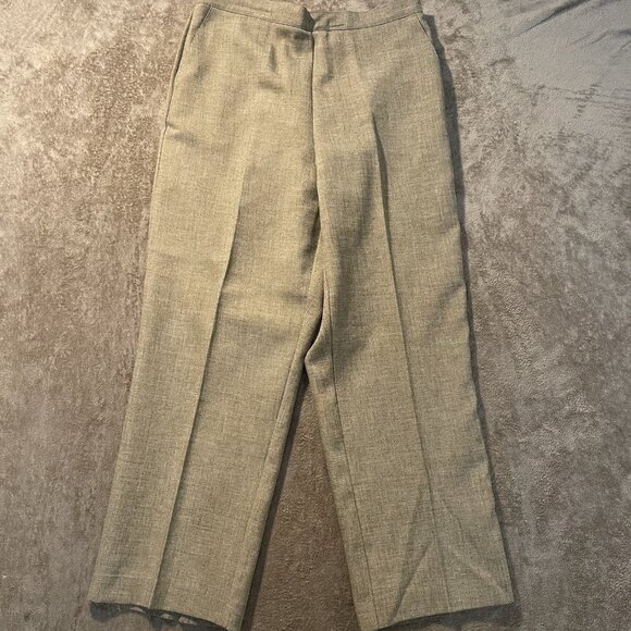 Alfred Dunner Pants Womens 12 Pull On Brown Tan High Rise Wide Leg Stretch - Picture 1 of 6